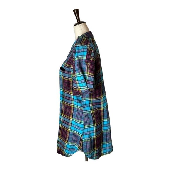 Soft Surroundings Shirt Womens Small Highlands Flannel Fuchsia Plaid Button Down - Picture 5 of 13